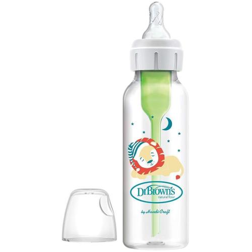 Dr. Brown's Natural Flow Options+ Anti-Colic Bottle Narrow 0m+ SB81105 Πλαστικό Μπιμπερό με Στενό Λαιμό & Θηλή Σιλικόνης Κατάλληλο από την Γέννηση 250ml
